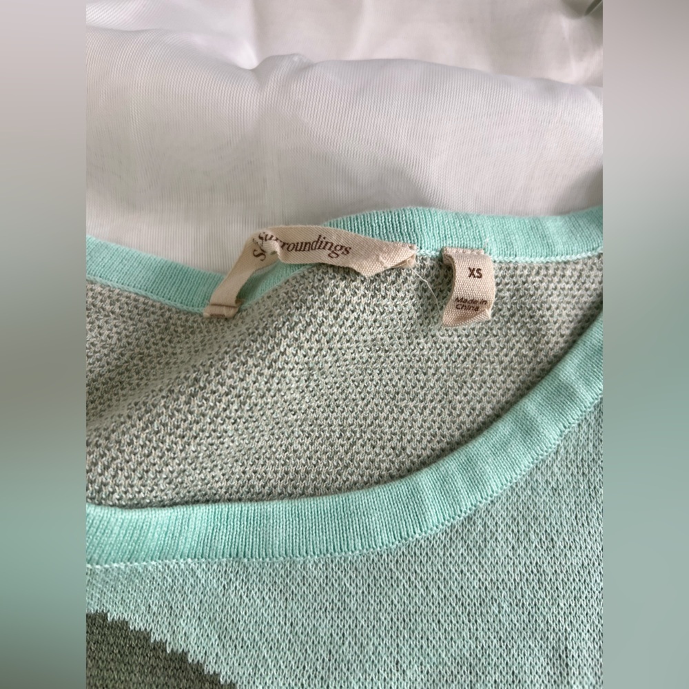 Soft Surroundings Sweater Womens XS Nina Aqua Marble Tunic Double Knit Com - Picture 11 of 13